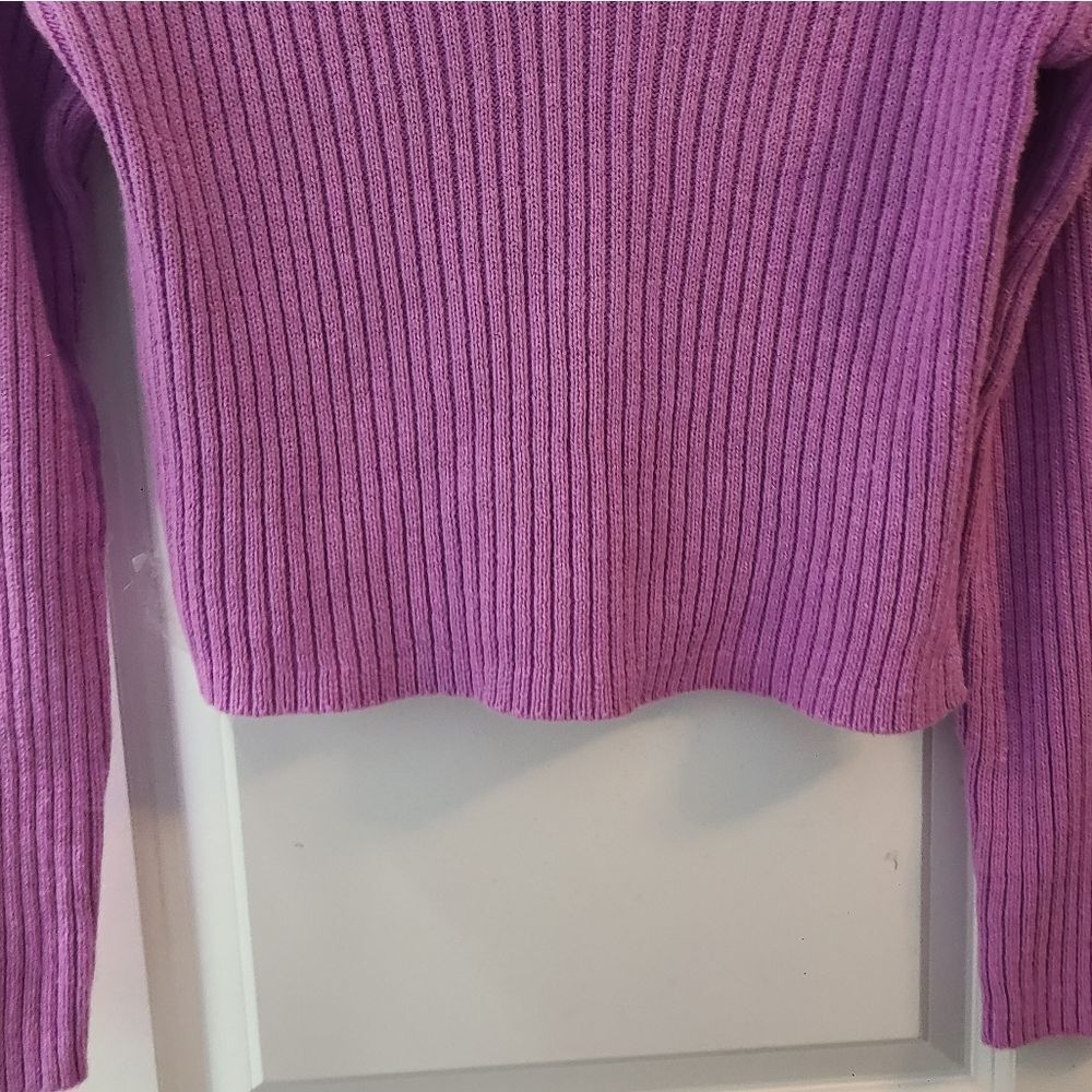 Wild Fable Fuschia Ribbed Cropped Sweater - Picture 5 of 9